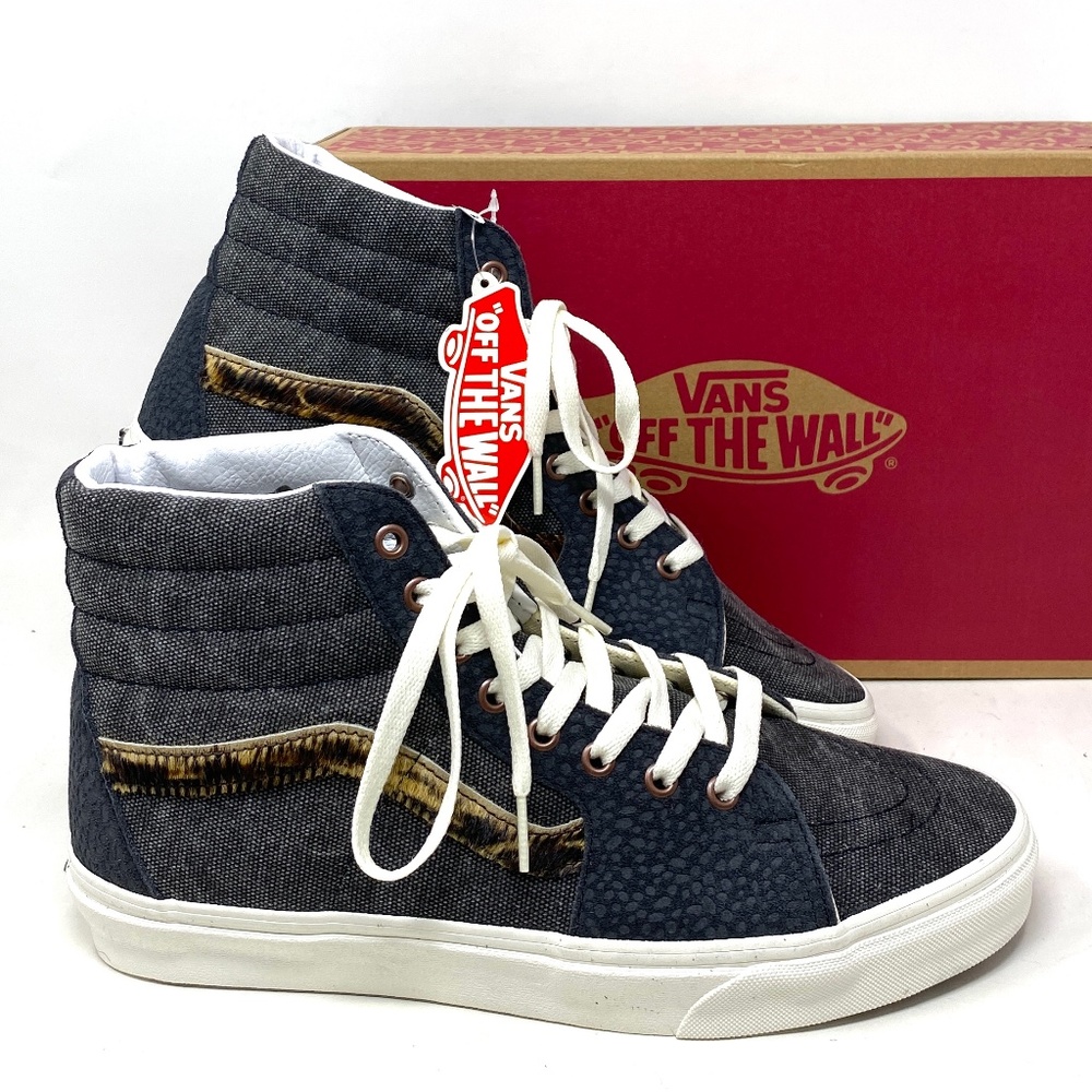 VANS Sk8-Hi Shoes High Top Gray Canvas Leather Women's Size Casual VN0A5JMJ1O7